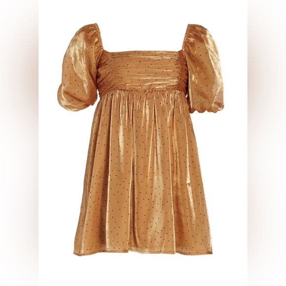 Wayf medium gold polka dot babydoll dress - Picture 2 of 3